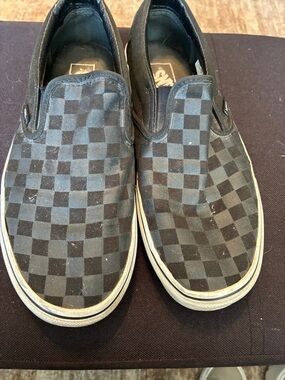 Vans Slip-On Checkerboard Sneakers - Black/Gray